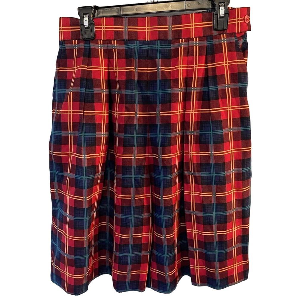 Susan Bristol Shorts High Rise Pleated Size 14 Rayon Plaid Academia Vintage 90's